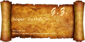 Goger Zoltán névjegykártya
